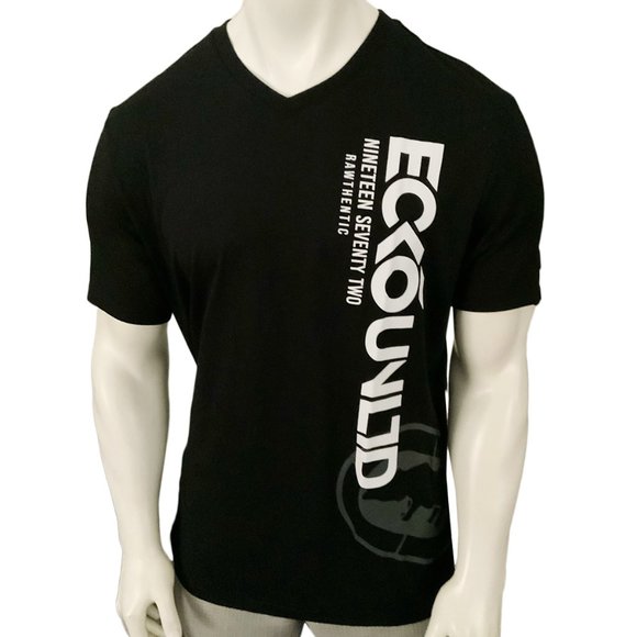NWT ECKO UNLTD. MSRP $38.99 MEN'S BLACK V-NECK SHORT SLEEVE T-SHIRT SIZE L - Picture 1 of 5